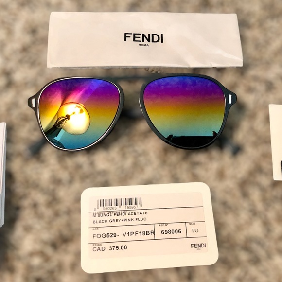 Fendi Other - Fendi Men Acetate Black Grey & Pink Fluo